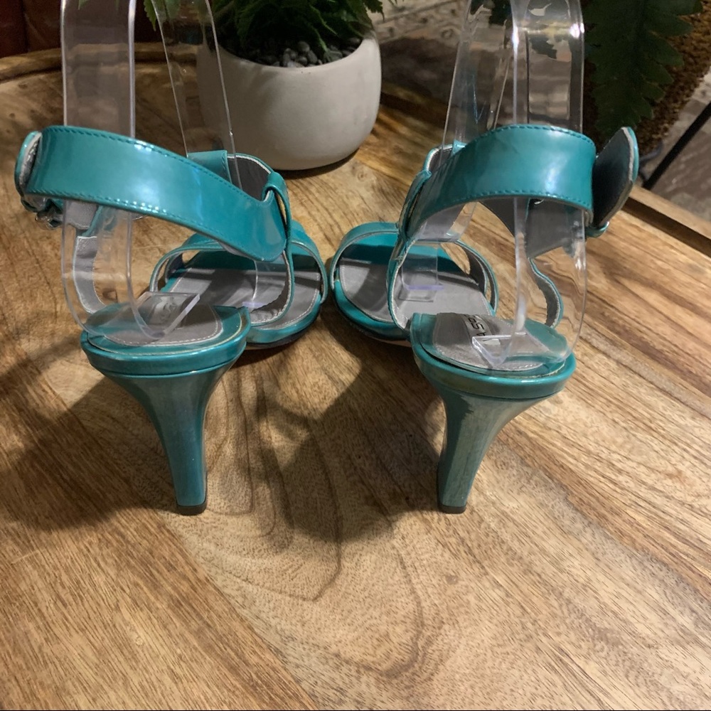 Turquoise Strappy Block Heel Sandals - Women - Picture 5 of 9